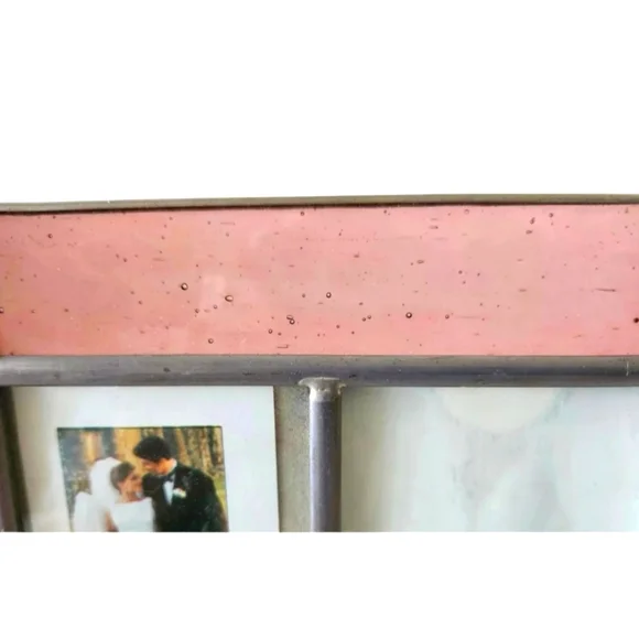 VTG Special Moments Pressed Flower Pink 7.5"x6" Stained Glass Picture Frame - Picture 3 of 7